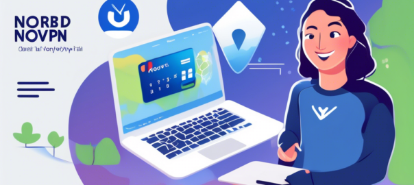 Create an image that shows a friendly tech-savvy character using a laptop, with a background that includes the NordVPN logo. The screen of the laptop displays the steps for obtaining a free trial, with icons like a calendar, a credit card, and a shield symbolizing security and trial period. Ensure the environment is welcoming and engaging, possibly with soft lighting and a modern desk setup.